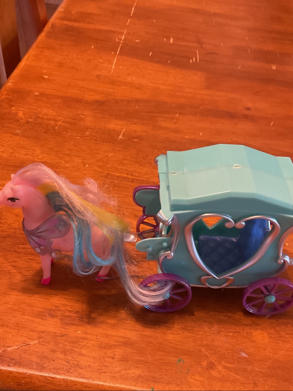 Pink Pony with Light Teal Heart Carriage Playset